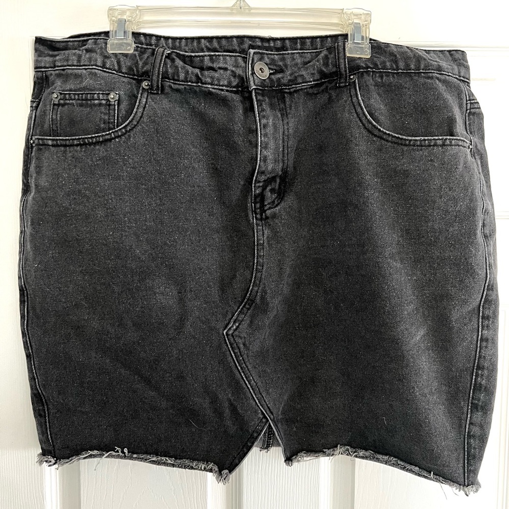 ASOS Black Denim Mini Skirt Plus Curve